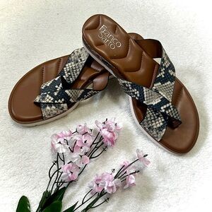 Franco Sarto Darious Snake Print Slide Sandals - Size 8